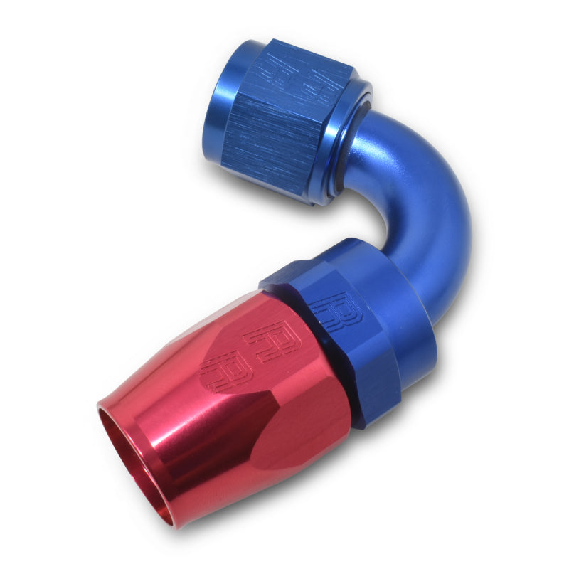 Russell Performance -10 AN Red/Blue 120 Degree Full Flow Swivel Hose End (With 15/16in Radius) Fittings Russell
