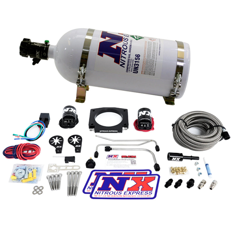 Nitrous Express LS Single Entry 90mm Plate Hardline System (50-400hp) w/10lb Bottle Nitrous Systems Nitrous Express