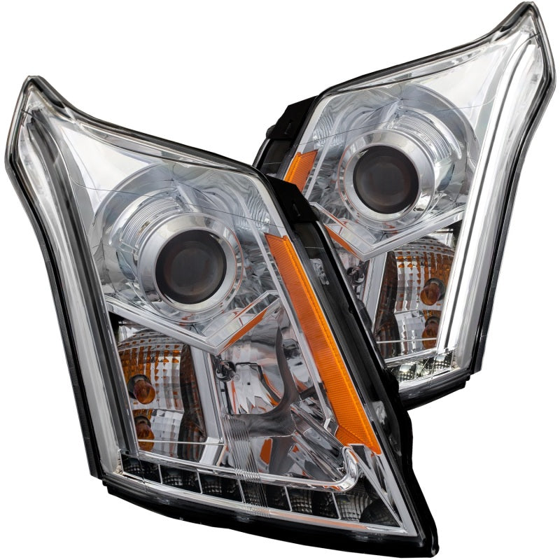 ANZO 2010-2015 Cadillac SRX Projector Headlights w/ Plank Style Design Chrome Headlights ANZO