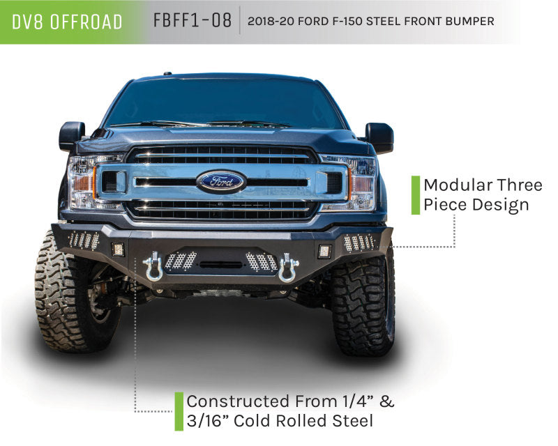 DV8 Offroad 2018+ Ford F-150 Front Bumper w/ Light Holes Bumpers - Steel DV8 Offroad