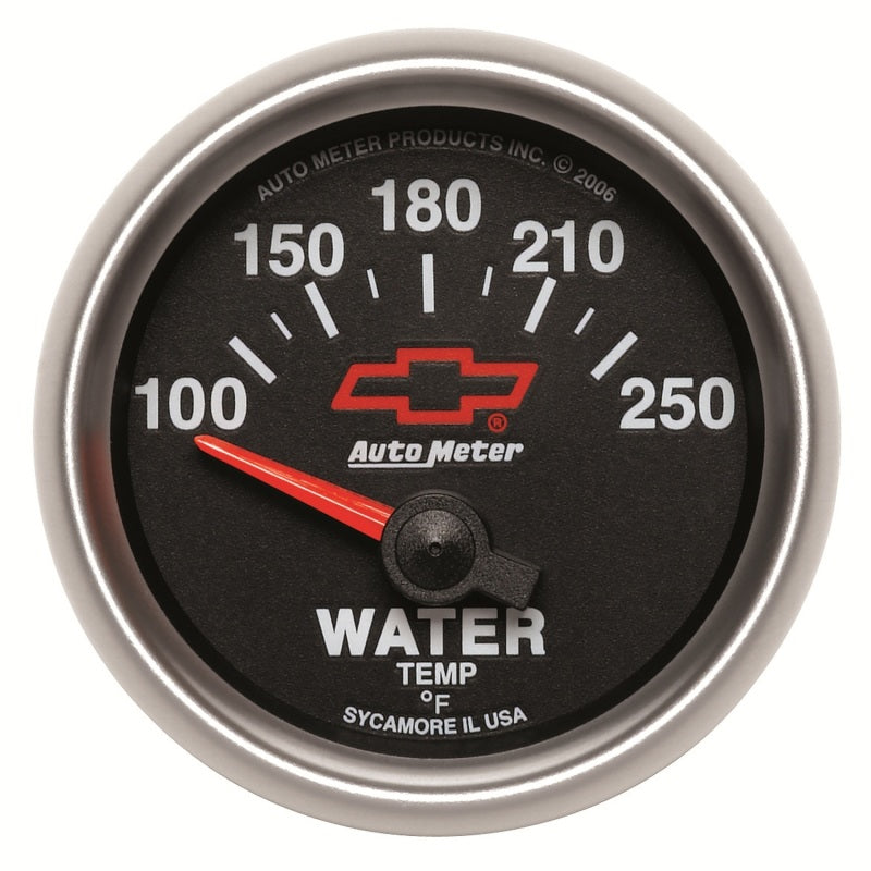 Autometer GM Bowtie Black 2-1/16in 100-250 F Pedestal Electronic Water Temp Gauge Gauges AutoMeter