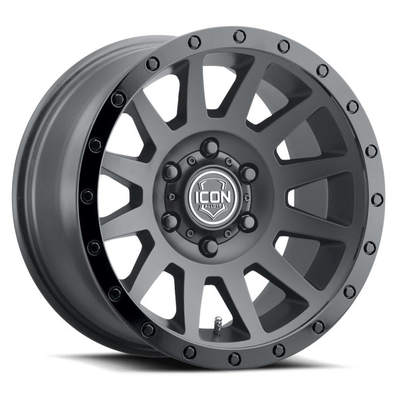 ICON Compression 18x9 6x5.5 0mm Offset 5in BS 106.1mm Bore Double Black Wheel Wheels - Cast ICON
