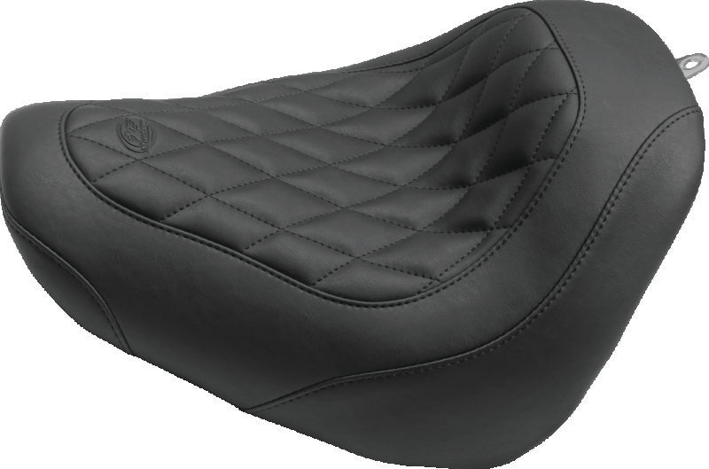 Mustang 18-21 Harley Fat Bob Wide Tripper Solo Seat Diamond Stitch - Black Solo Motorcycle Seats Mustang Motorcycle