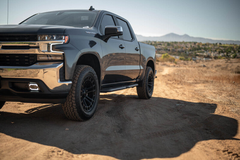 DV8 Offroad 19-24 GMC Sierra 1500 Crew Cab OE Plus Side Steps - Black Steel Side Steps DV8 Offroad