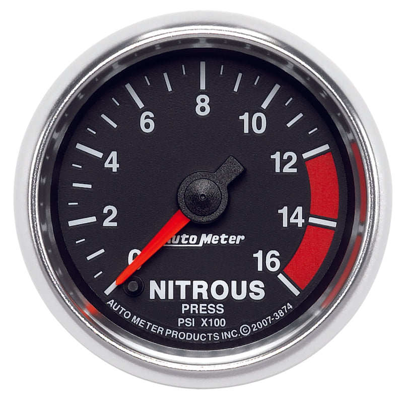 Autometer GS 2 1/16in. 1600PSI Nitrous Fuel Pressure Gauge Gauges AutoMeter