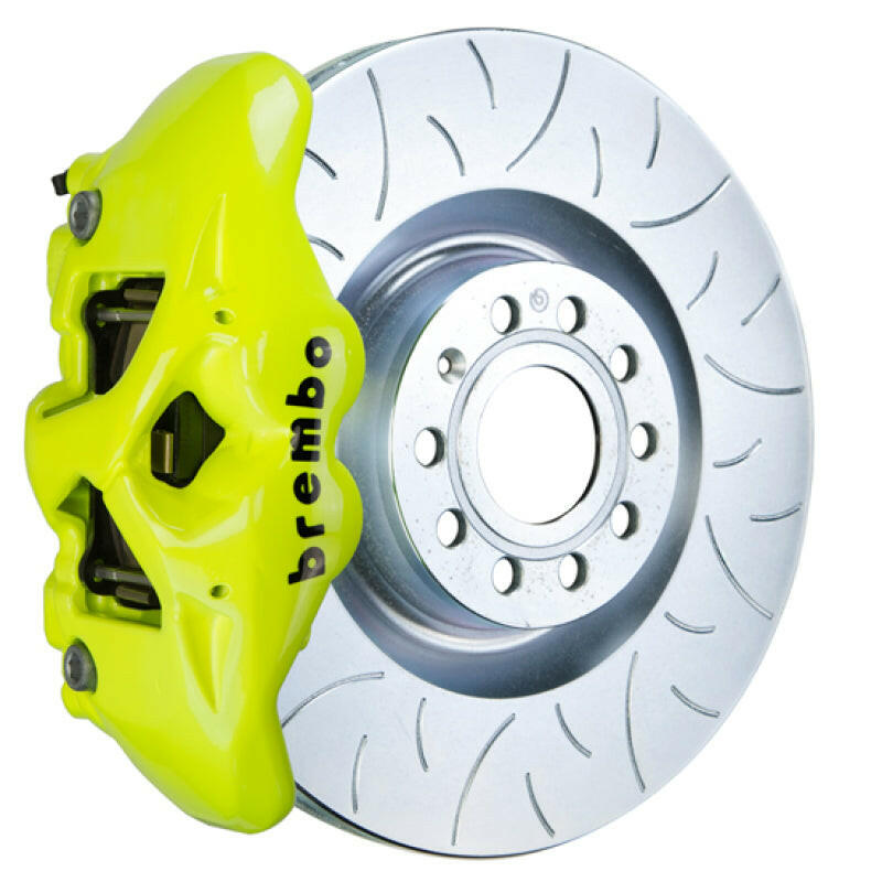 Brembo 14-20 A3 Front GT BBK 4 Piston Cast 345x30 1pc Rotor Slotted Type3-Fluo. Yellow Brake Kits - Performance Slot Brembo