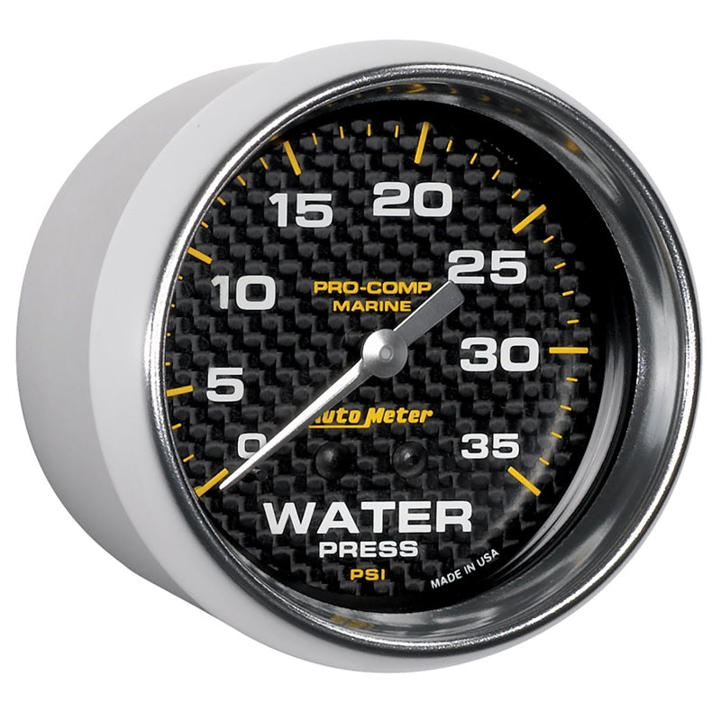 Autometer Marine Carbon Fiber Mechanical 2-5/8in 0-35PSI Water Pressure Gage Gauges AutoMeter