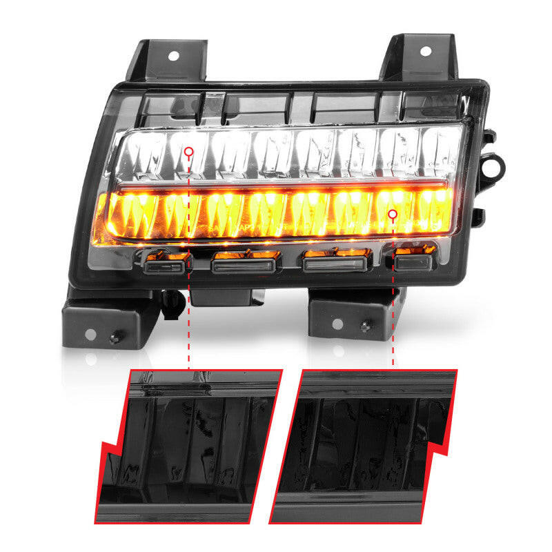 ANZO 2018-2021 Jeep Wrangler LED Side Markers Chrome Housing Smoke Lens w/ Seq. Signal Sport Bulb Lights Corner ANZO