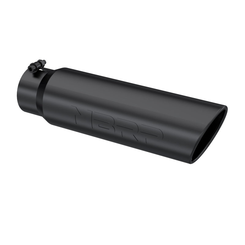 MBRP Universal 5in OD Angled Rolled End 4in Inlet 18in Lgth Black Finish Exhaust Tip Tips MBRP