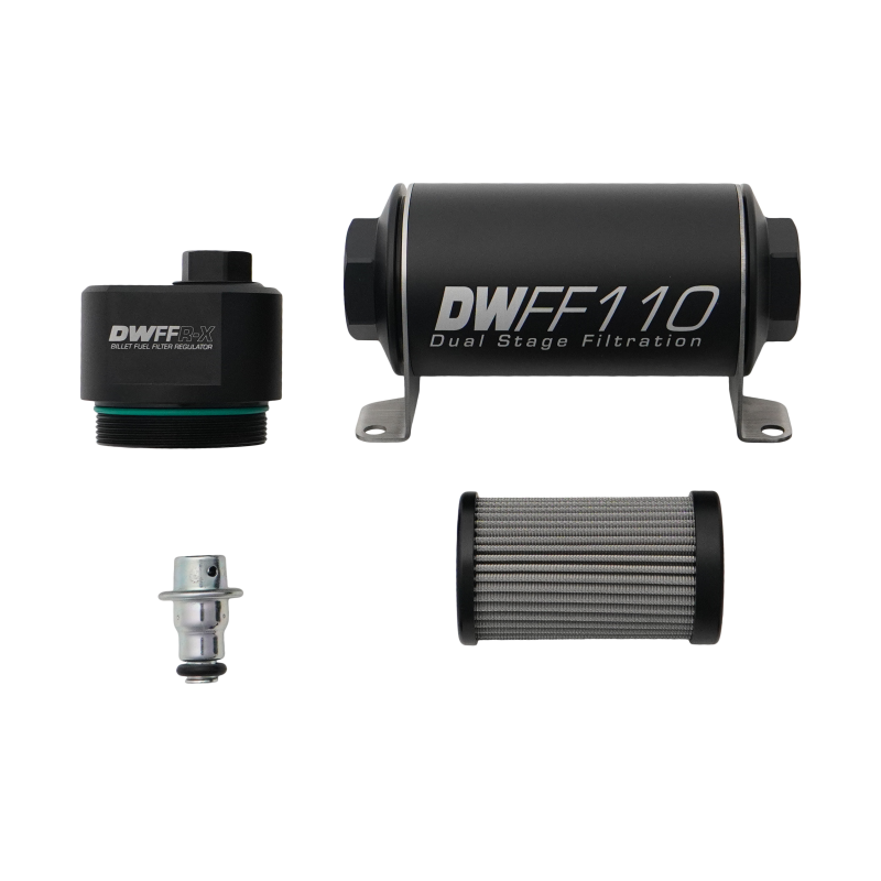 DeatschWerks DWFFR-X 110mm Billet Fuel Filter Regulator - 10 Micron Fuel Pressure Regulators DeatschWerks