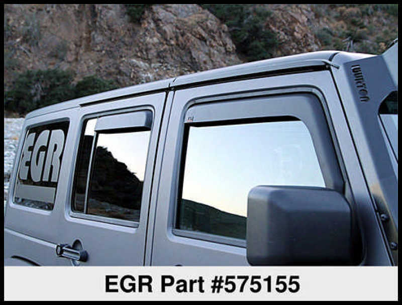 EGR 07-13 Jeep Wrangler JK In-Channel Window Visors - Set of 4 - Matte (575155) Wind Deflectors EGR