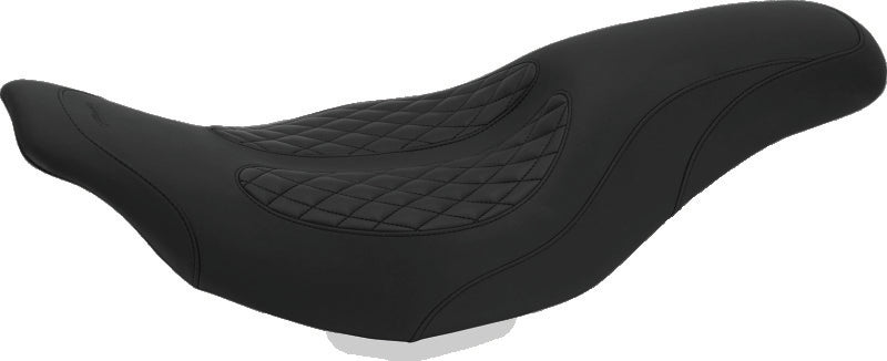 Mustang 97-07 Harley Electra Glide, Rd Glide Fastback 1PC Seat w/ Diamond Stitch - Black One-Piece Motorcycle Seats Mustang Motorcycle