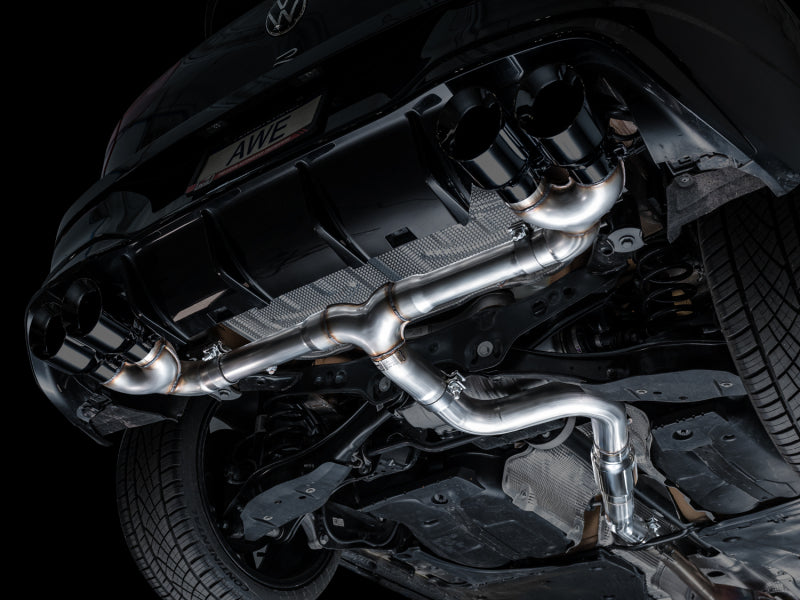 AWE MK8 Volkswagen Golf R 3in Track Edition Quad Exhaust - Diamond Black Tips Catback AWE Tuning