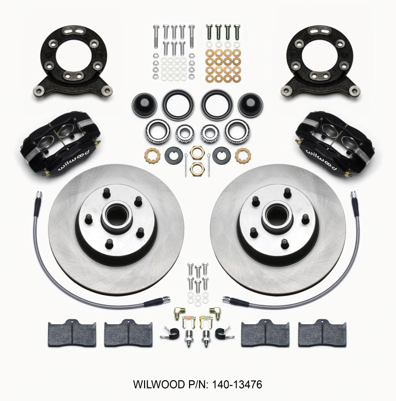 Wilwood Forged Dynalite-M Front Kit 11.30in 1 PC Rotor&Hub 1965-1969 Mustang Disc & Drum Spindle Big Brake Kits Wilwood