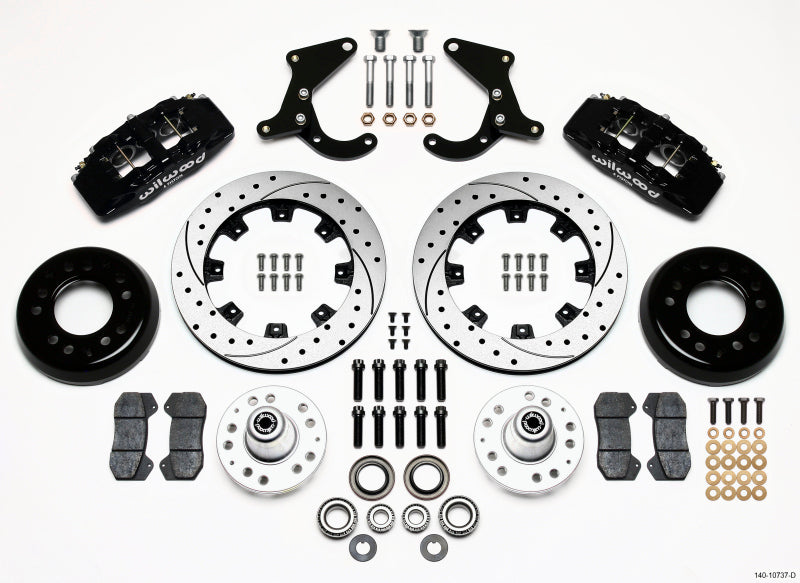 Wilwood Dynapro 6 Front Hub Kit 12.19in Drilled 55-57 Chevy Big Brake Kits Wilwood