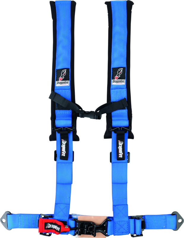 DragonFire Racing Harness- H-Style- 4-Point- 2in Buckle- Blue Seat Belts & Harnesses DragonFire Racing