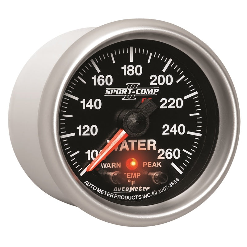 Autometer Sport-Comp II 52.4mm 100-260 Deg F Water Temp Peak & Warn w/ Electronic Control Gauge Gauges AutoMeter