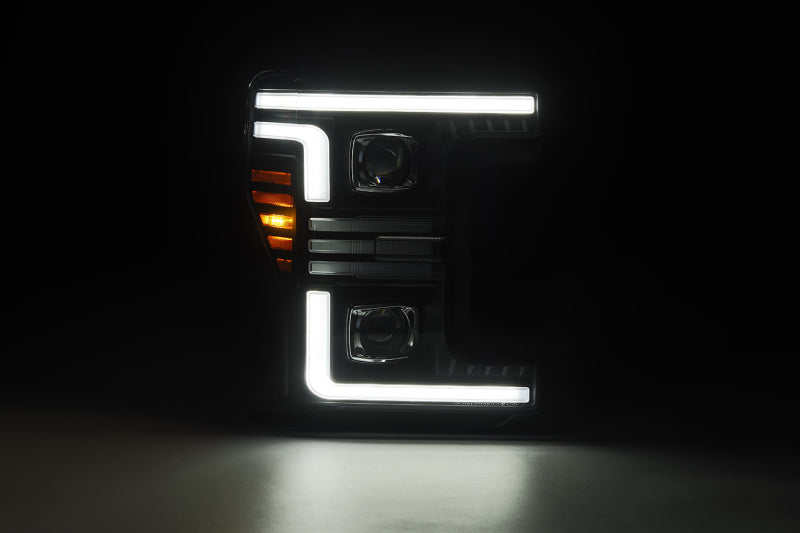 AlphaRex 17-19 Ford F-250/350/450/550 Super Duty PRO-Series Proj Headlights Black w/SeqSig & DRL Headlights AlphaRex