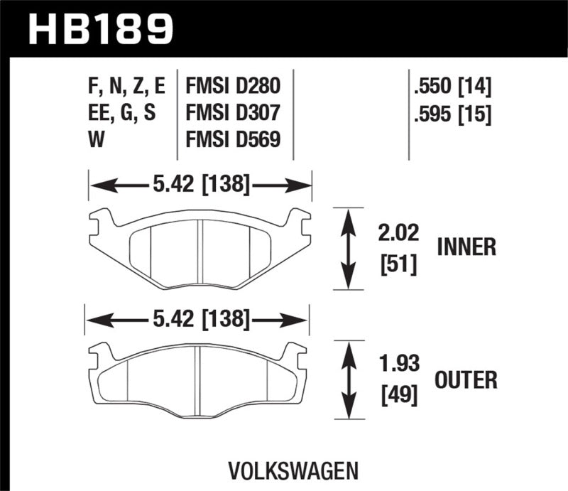 Hawk 91-93 Volkswagen Cabriolet Front ER-1 Brake Pads Brake Pads - Racing Hawk Performance