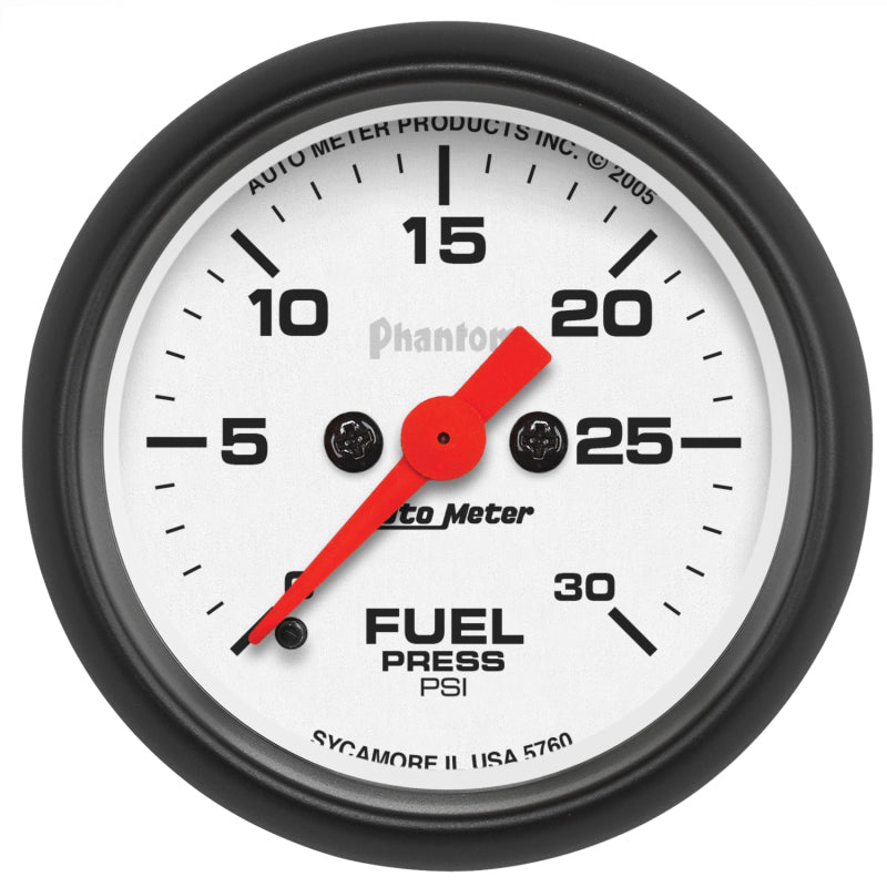Autometer Phantom Fuel Pressure gauge 52mm 0-30 PSI Full Sweep Elec Gauges AutoMeter