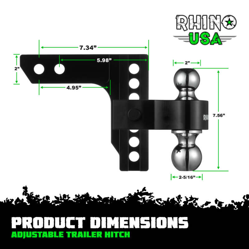Rhino USA 6In Heavy Duty Drop Hitch - 2In (Black) Hitch Racks Rhino USA