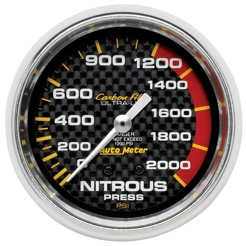 Autometer Carbon Fiber 66.7mm Mechanical 0-2000 PSI Nitrous Press Gauge Gauges AutoMeter