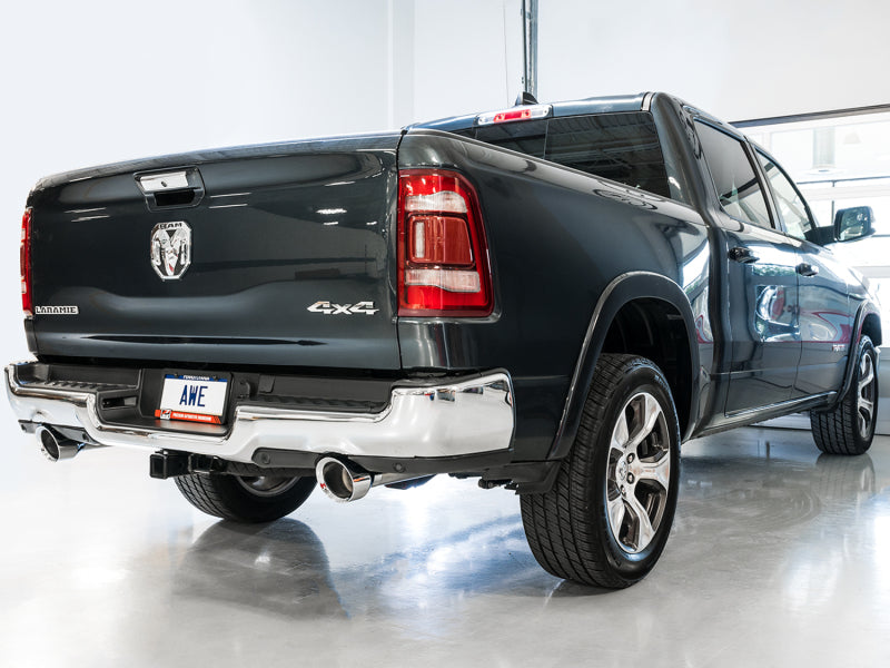 AWE Tuning 19-21 RAM 1500 5.7L (w/Cutouts) 0FG Dual Rear Exit Cat-Back Exhaust - Chrome Silver Tips Catback AWE Tuning