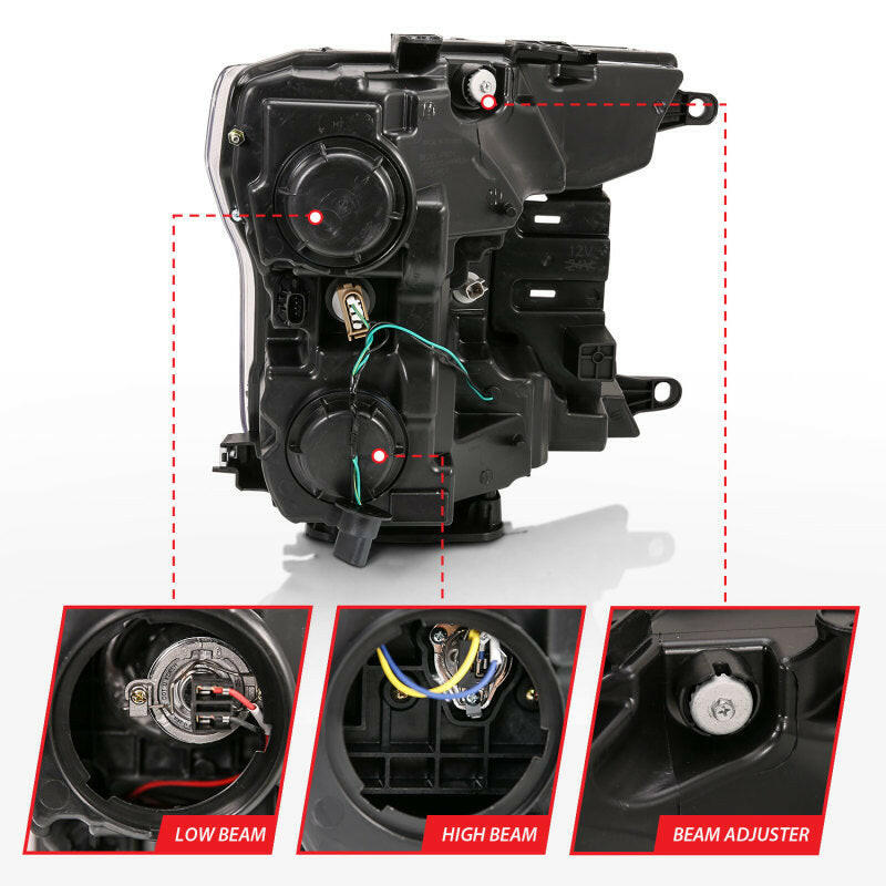 ANZO 2018-2019 Ford F-150 Projector Plank Style H.L. Black Amber (Without Switchback) Headlights ANZO