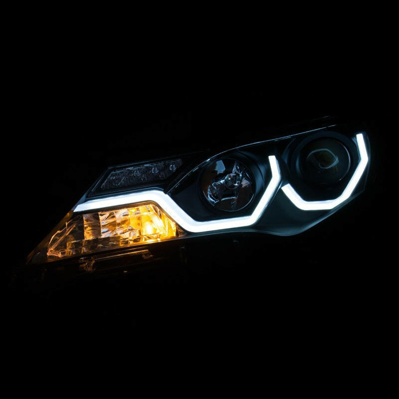 ANZO 2013-2015 Toyota Rav4 Projector Headlights w/ Plank Style Design Black Headlights ANZO