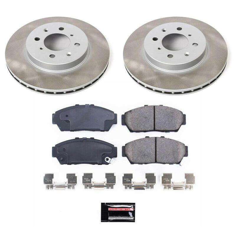 Power Stop 93-95 Honda Civic Front Semi-Coated Rotor Kit Brake Kits - Performance Blank PowerStop