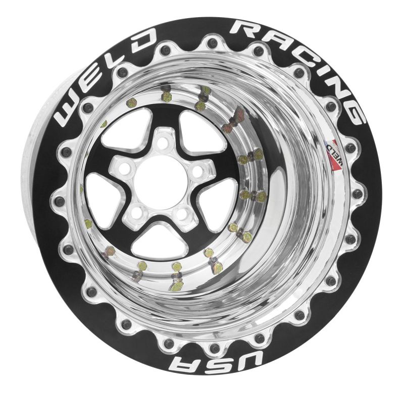 Weld Alumastar 2.0 15x10 / 5x4.5 BP / 4in. BS Polished Wheel - Black Double Bead Lock MT Wheels - Forged Weld