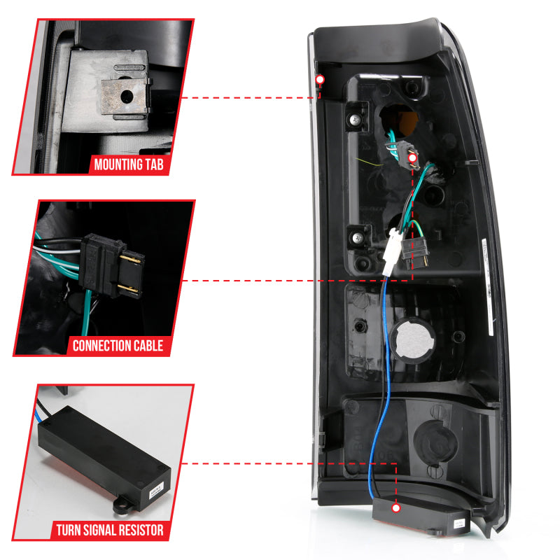 ANZO 1999-2002 Chevy Silverado 1500 LED Taillights Plank Style Black w/Smoke Lens Tail Lights ANZO