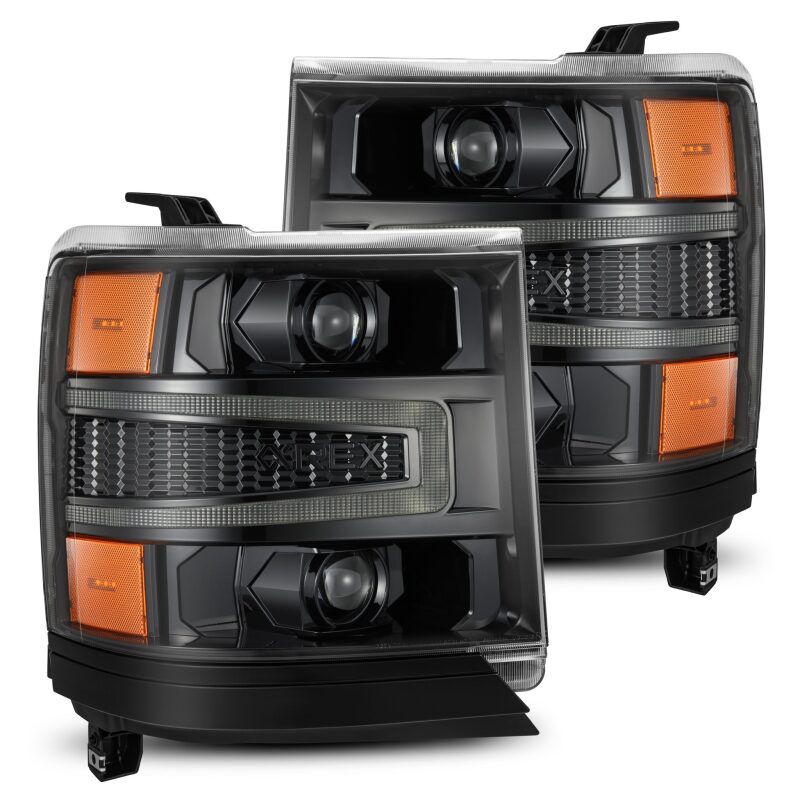 AlphaRex 16-18 Chevy 1500HD LUXX LED Proj Headlights Alpha-BK w/Seq Atv Lgt / SeqSig (Req PN 810023) Headlights AlphaRex
