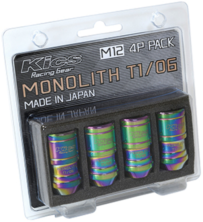 Project Kics 12 x 1.25 Neochrome T1/06 Monolith Lug Nuts - 4 Pcs Lug Nuts Project Kics