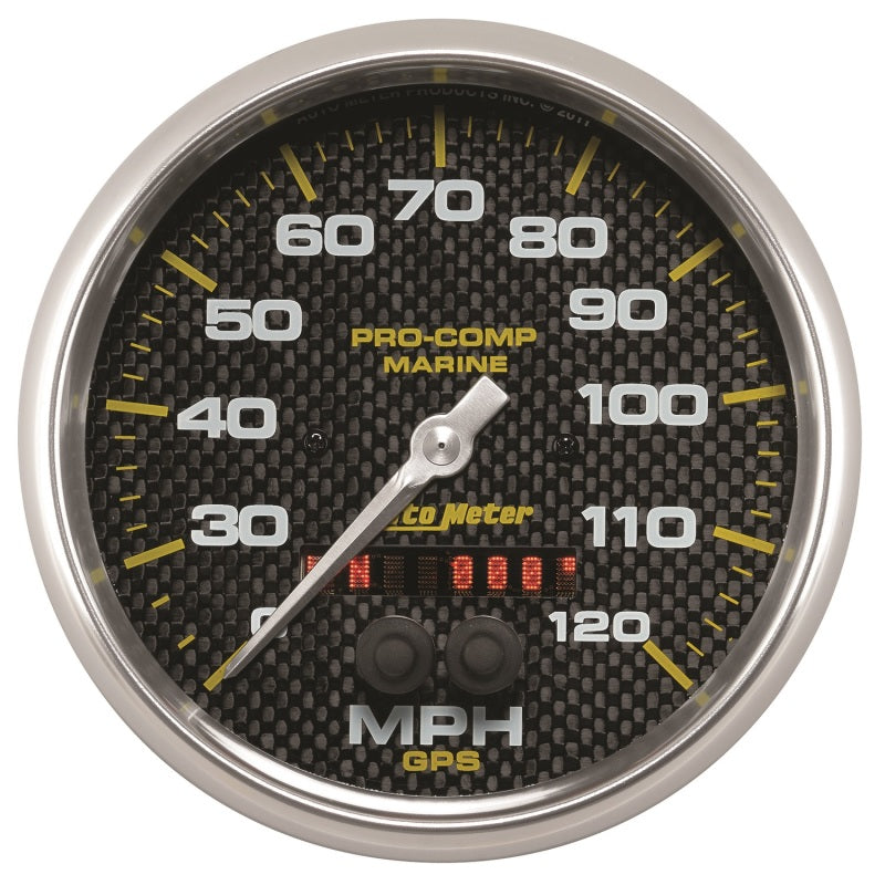 Autometer Marine Carbon Fiber 5in 120mph GPS Speedometer Gauges AutoMeter