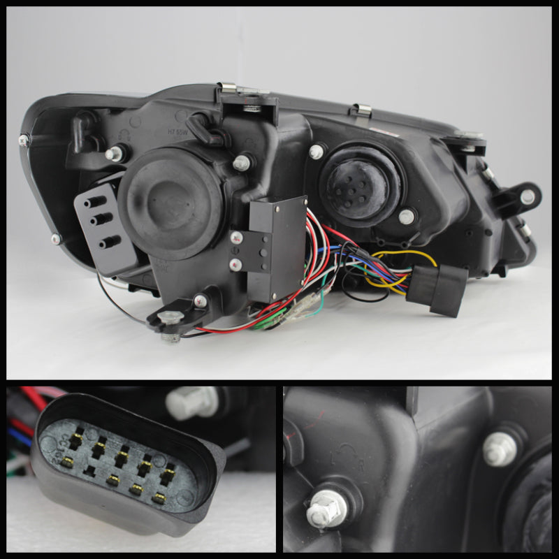 Spyder Volkswagen Jetta 11-14 Projector Headlights Halogen Light Tube DRL Blk PRO-YD-VJ11-LTDRL-BK Headlights SPYDER