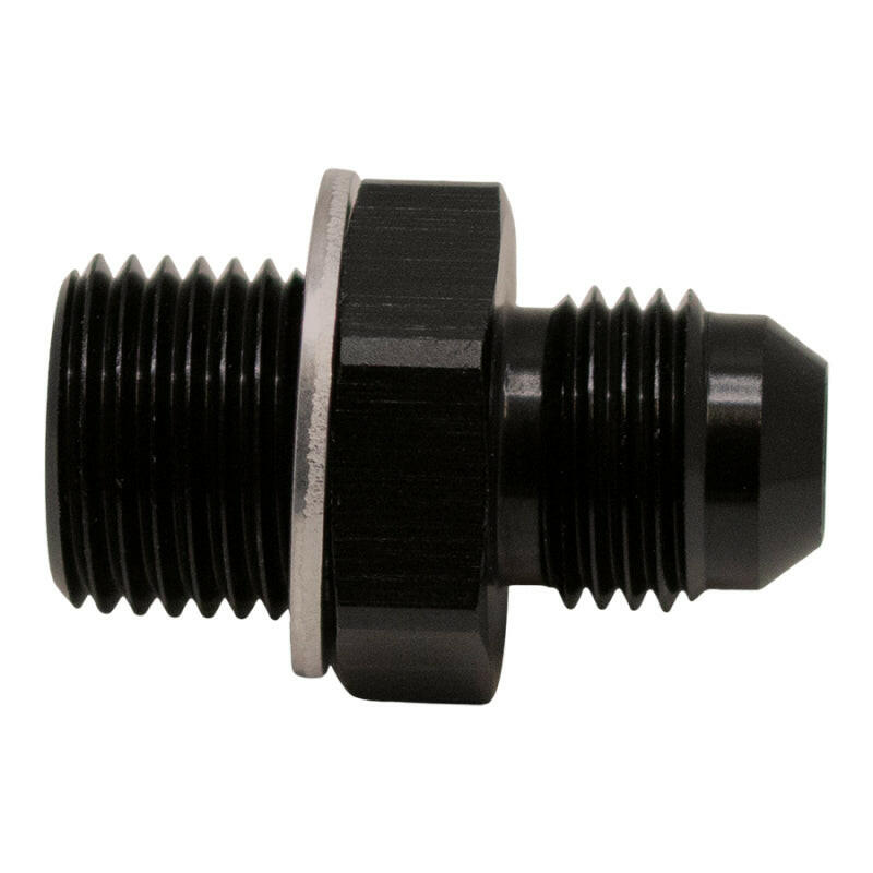 DeatschWerks 6AN Male Flare to M16 X 1.5 Male Metric Adapter (Incl Washer) - Anodized Matte Black Fittings DeatschWerks