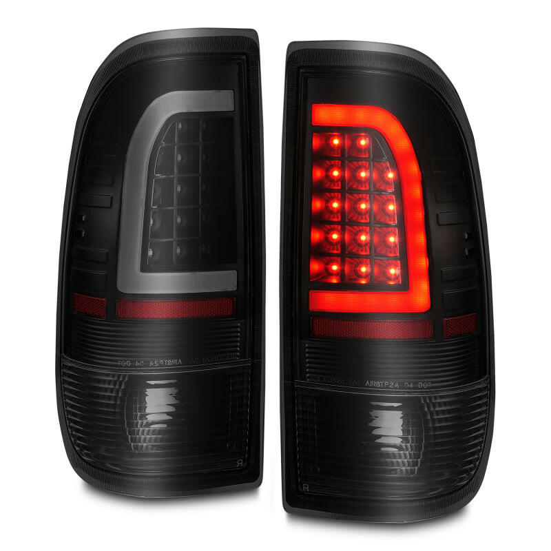 ANZO 1997-2003 Ford F-150 LED Tail Lights w/ Light Bar Black Housing Smoke Lens Tail Lights ANZO