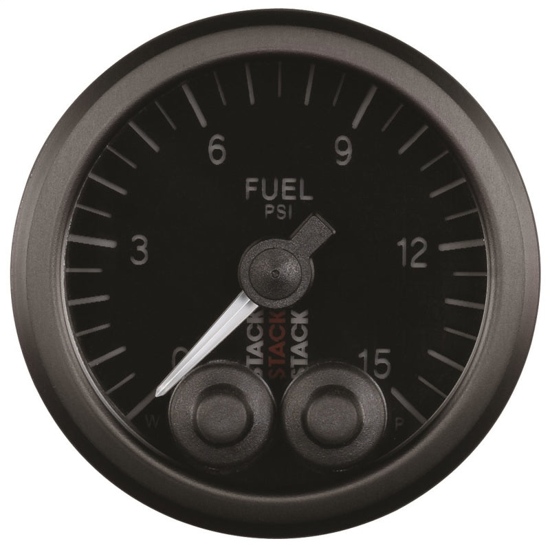 Autometer Stack 52mm 0-15 PSI 1/8in NPTF Male Pro-Control Fuel Pressure Gauge - Black Gauges AutoMeter