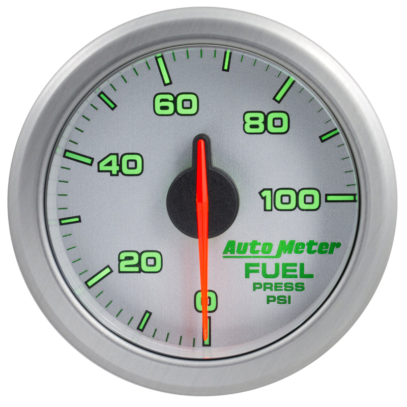 Autometer Airdrive 2-1/6in Fuel Pressure Gauge 0-100 PSI - Silver Gauges AutoMeter