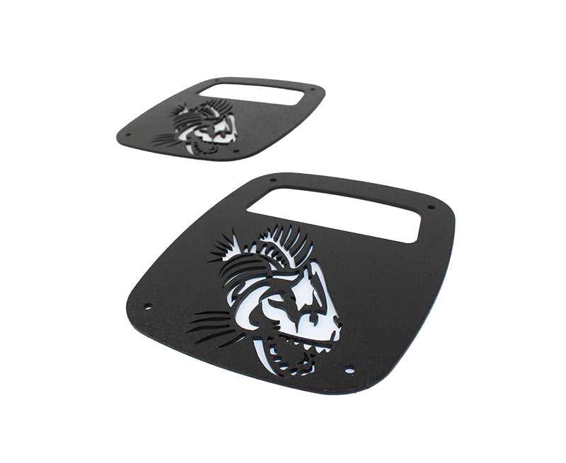 Fishbone Offroad Jeep Wrangler CJ YJ TJ Tail Light Covers - Black Textured Powdercoat Light Covers and Guards Fishbone Offroad