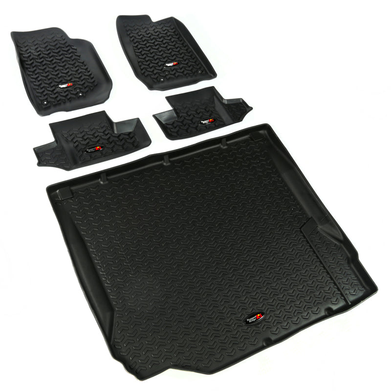 Rugged Ridge Floor Liner Front/Rear/Cargo Black 2007-2010 Jeep Wrangler JK 2 Dr Floor Mats - Rubber Rugged Ridge