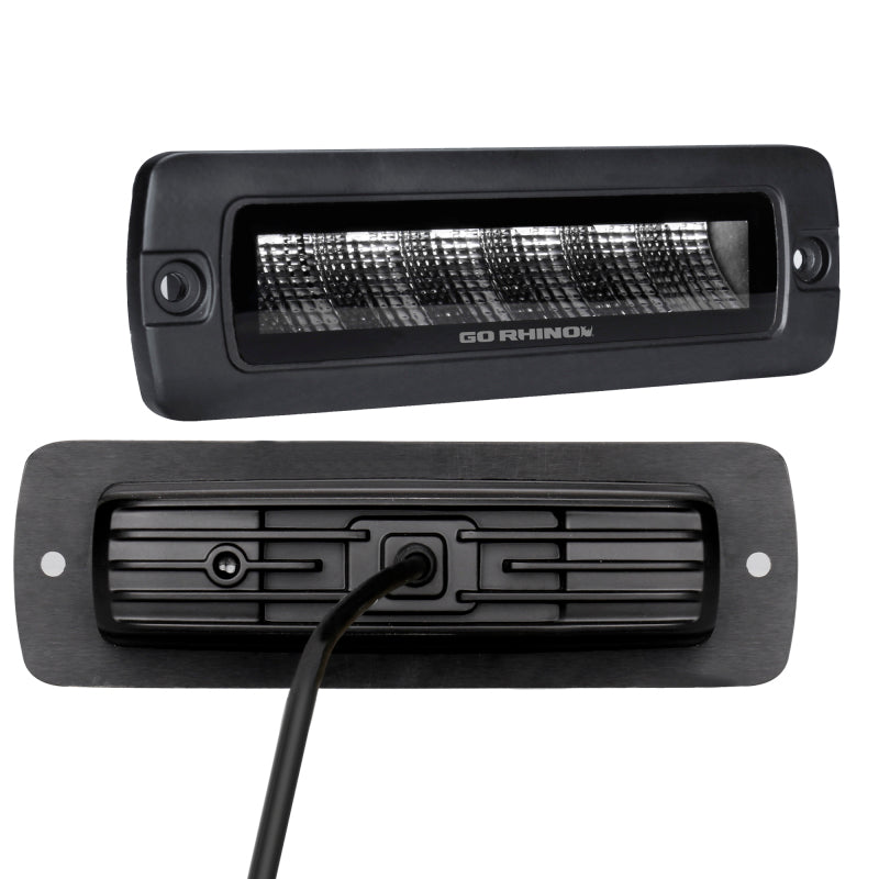 Go Rhino Xplor Blackout Series Sixline LED Flood Light Kit (Flush Mount) - Blk (Pair) Light Bars & Cubes Go Rhino