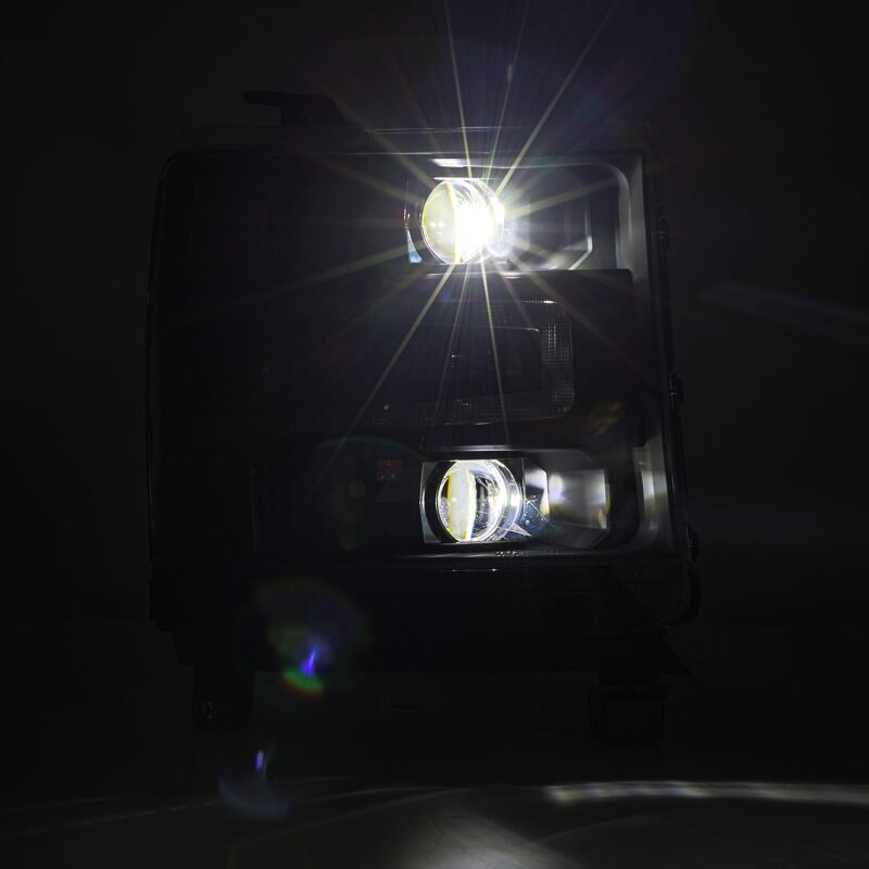 AlphaRex 16-18 Chevy 1500HD LUXX LED Proj Headlights BK w/Seq Actvn Light / SeqSig (Req PN 810023) Headlights AlphaRex