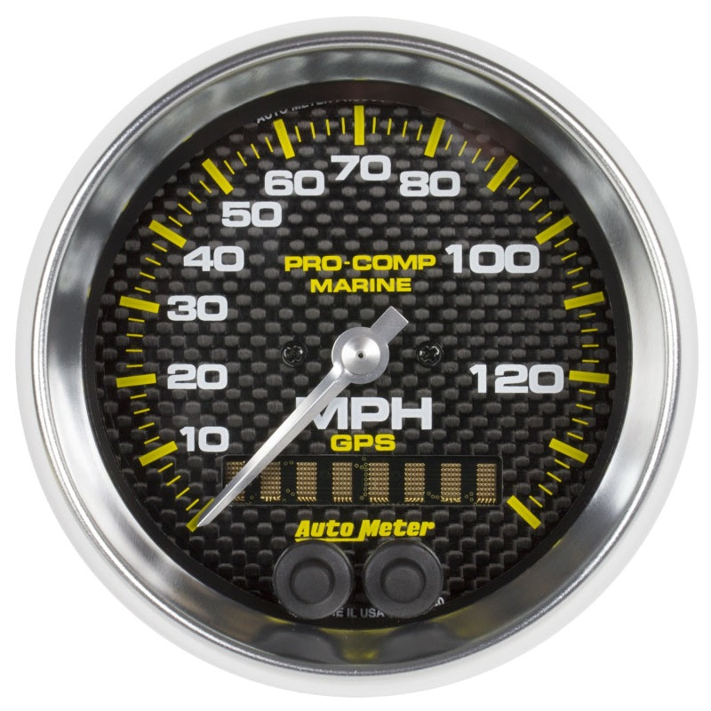 Autometer Gauge GPS Speedometer 3-3/8in 140 MPH Marine Carbon Fiber Gauge Gauges AutoMeter
