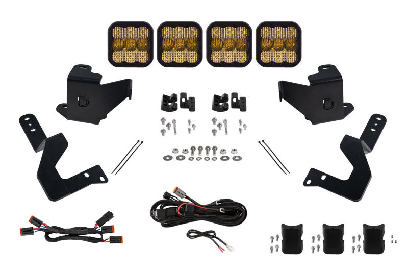 Diode Dynamics 2024 Toyota Tacoma SS5 Grille CrossLink Lightbar Kit - Pro Yellow Combo Light Accessories and Wiring Diode Dynamics