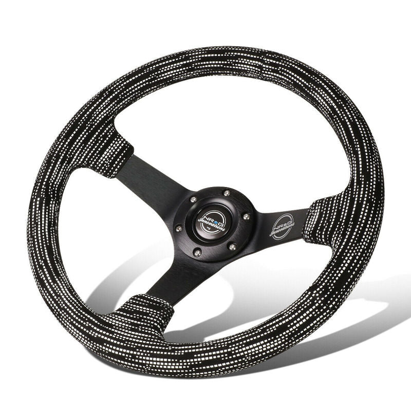 NRG Reinforced Steering Wheel (350mm / 3in. Deep) Microfiber/Black Stitch w/5mm Matte Black Spokes Steering Wheels NRG