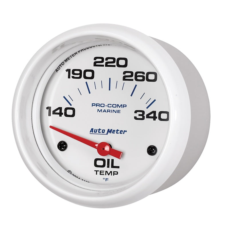Autometer Marine White Air-Core Electric Oil Temperature Gauge 2-5/8in 140-300 Deg F Gauges AutoMeter