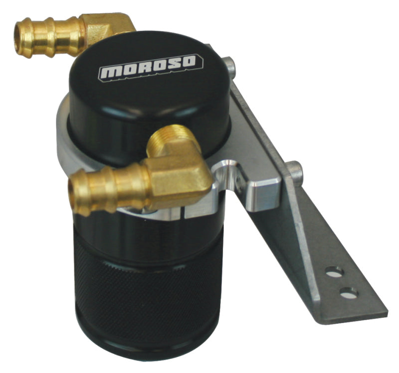Moroso 11-14 Ford F-150 EcoBoost/5.0L Air/Oil Separator Catch Can - Small Body - Billet Alum - Black Oil Catch Cans Moroso