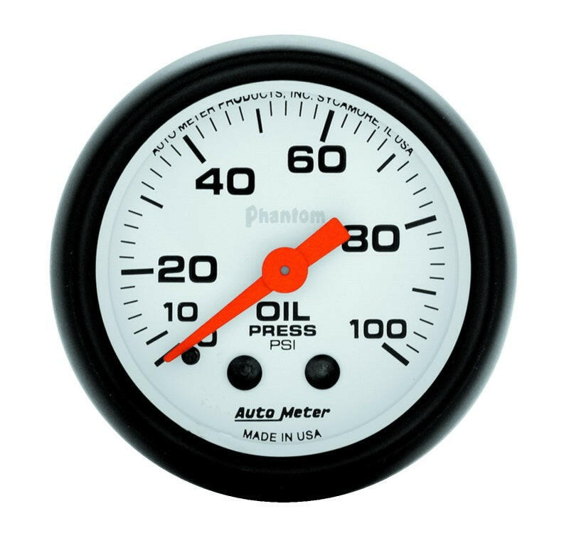 Autometer Phantom 52mm 0-100 PSI Mechanical Oil Pressure Gauge Gauges AutoMeter